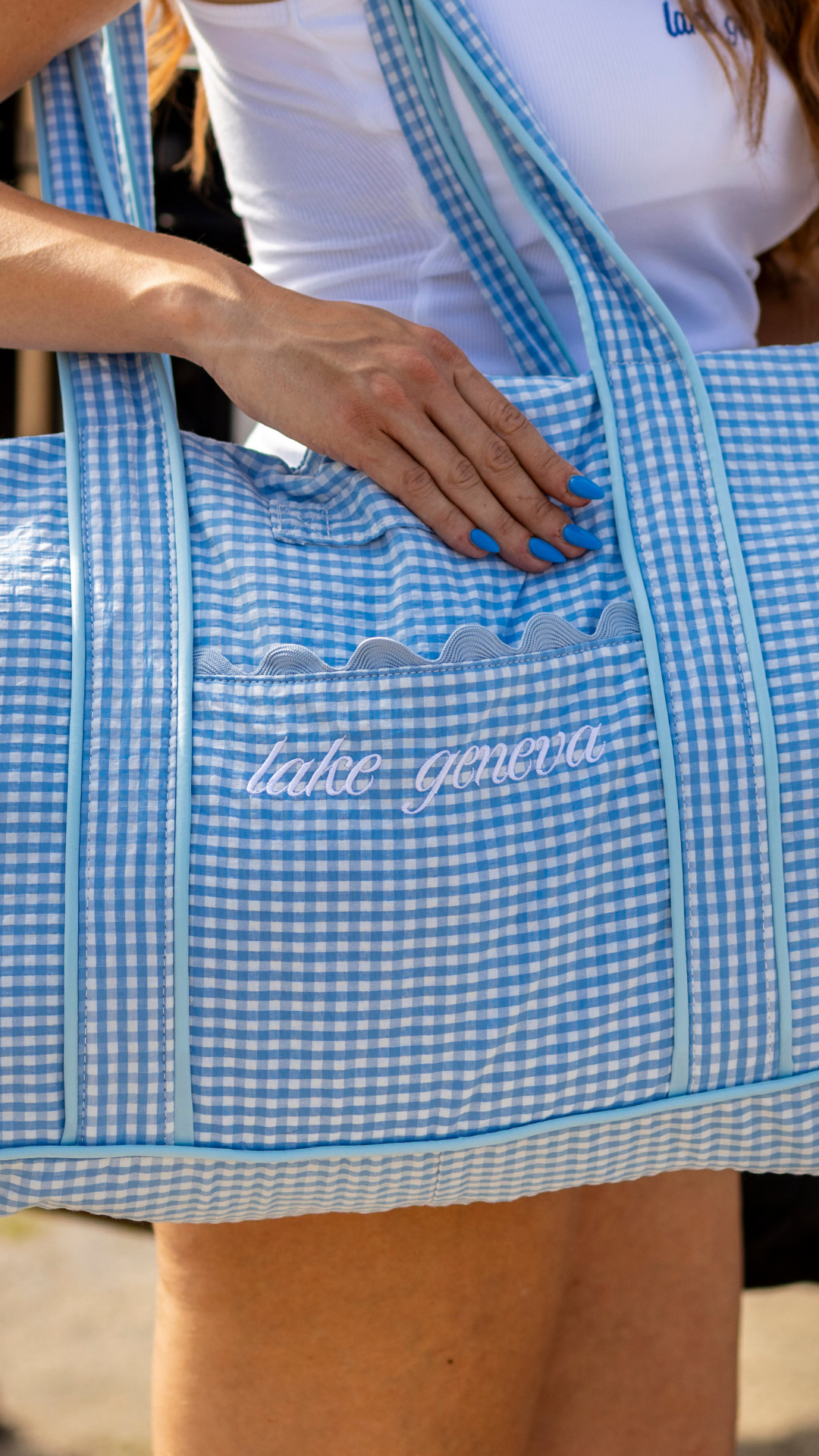 Gingham Tote Lake Geneva