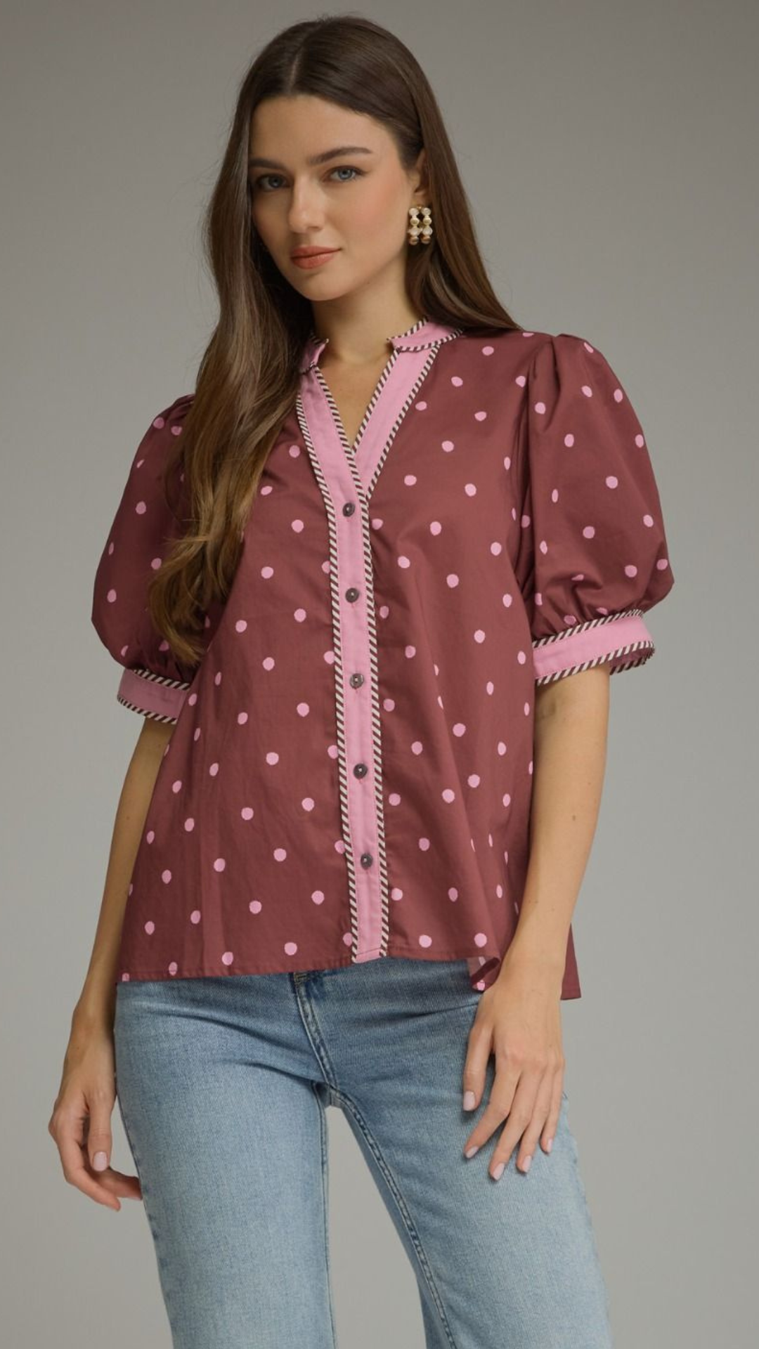 Spotted In Burgundy Top
