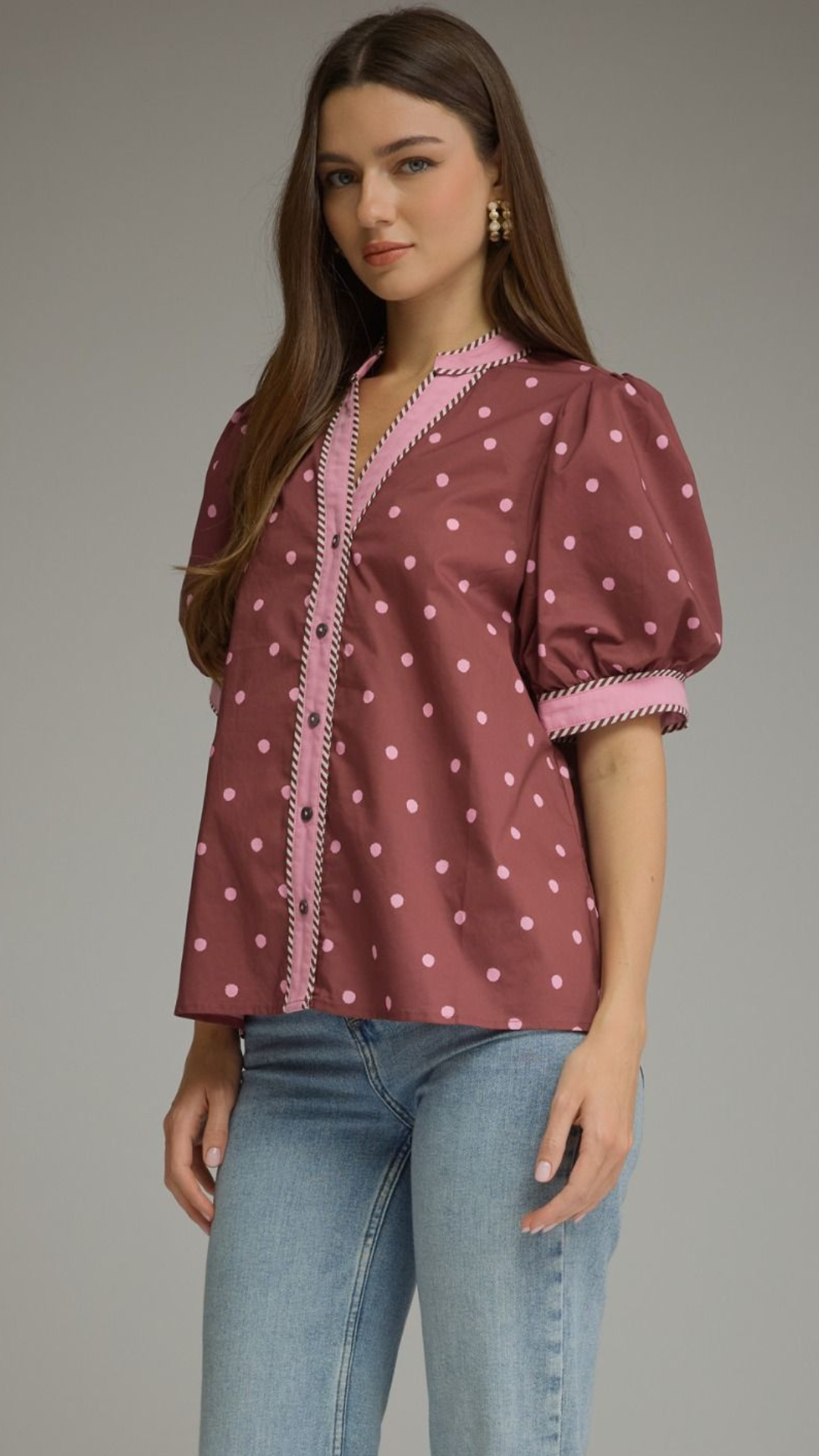 Spotted In Burgundy Top
