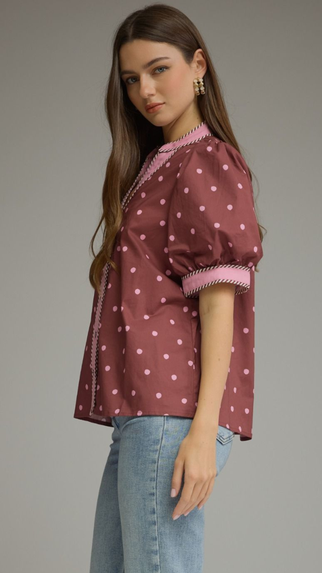 Spotted In Burgundy Top
