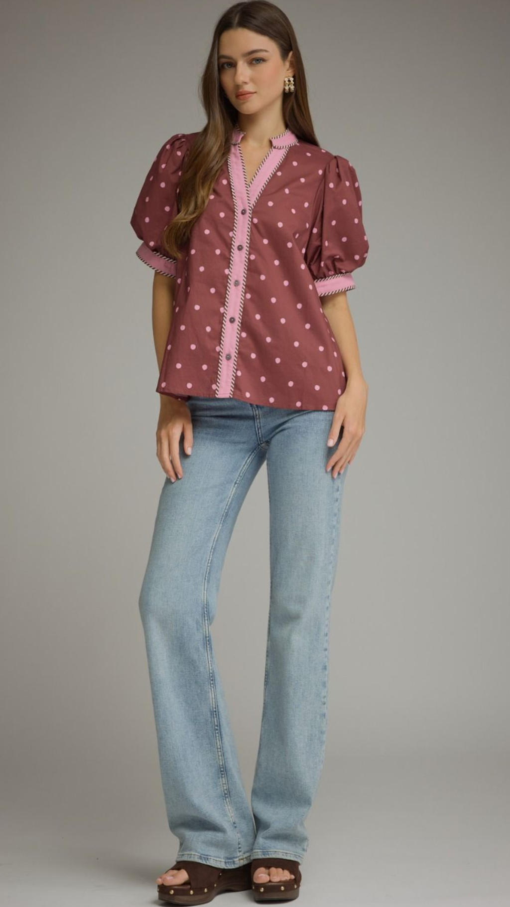 Spotted In Burgundy Top